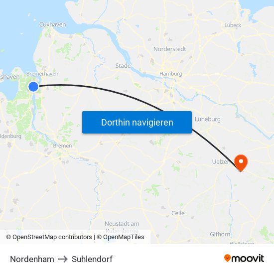 Nordenham to Suhlendorf map