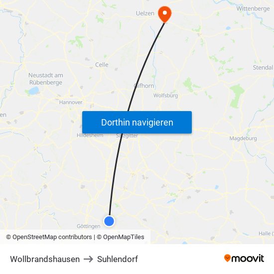 Wollbrandshausen to Suhlendorf map