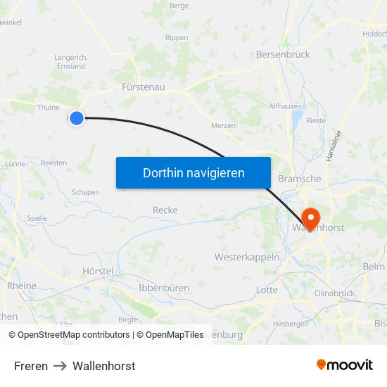 Freren to Wallenhorst map