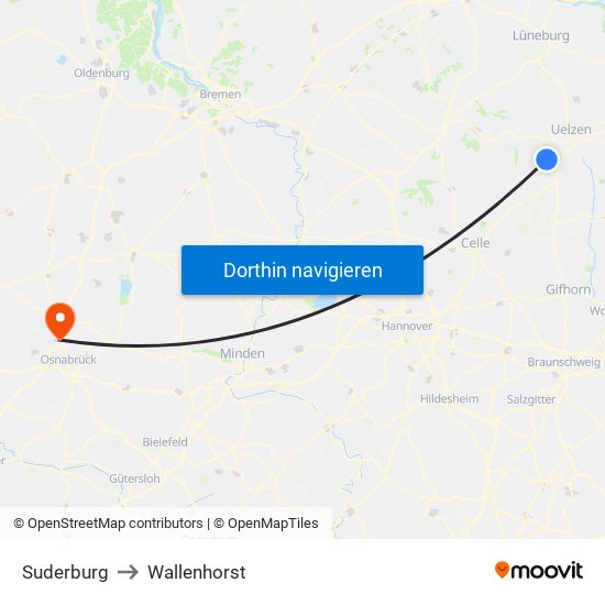 Suderburg to Wallenhorst map