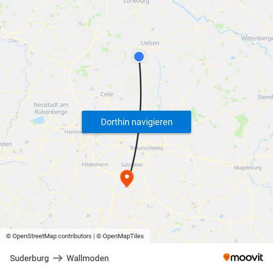 Suderburg to Wallmoden map