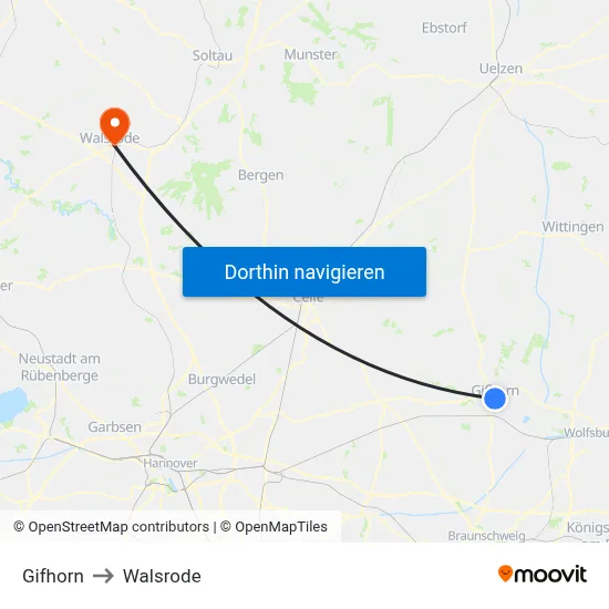 Gifhorn to Walsrode map