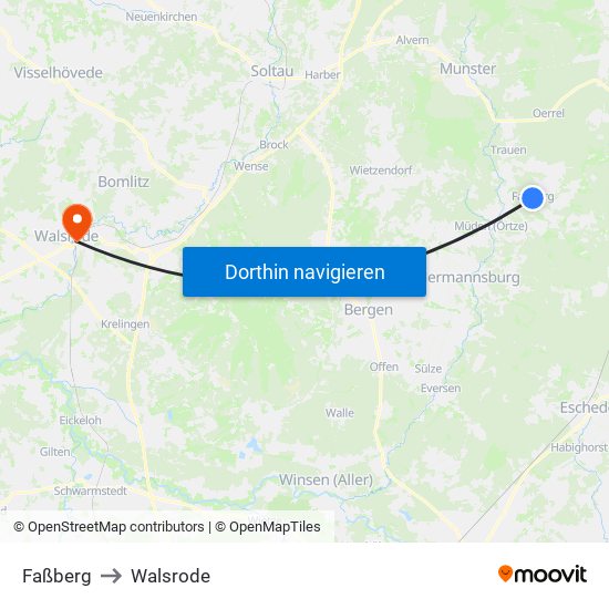 Faßberg to Walsrode map