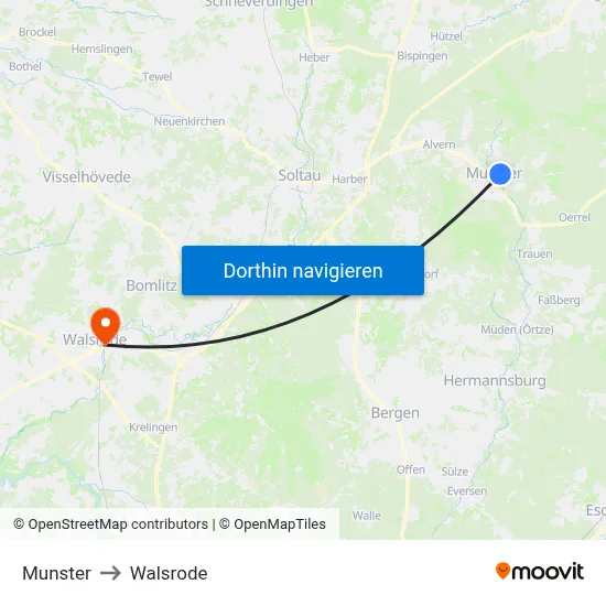 Munster to Walsrode map