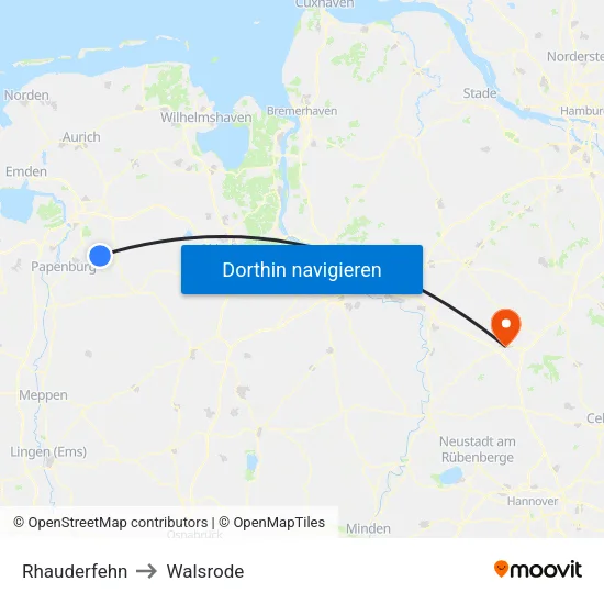 Rhauderfehn to Walsrode map