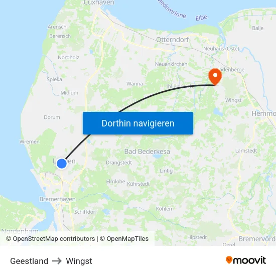 Geestland to Wingst map