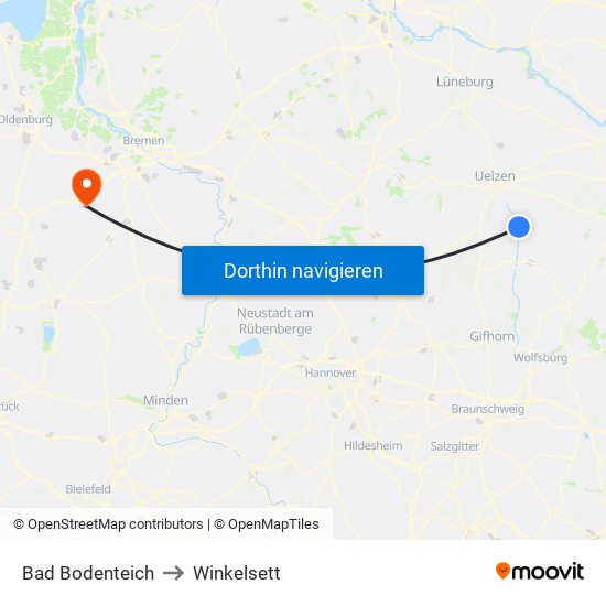Bad Bodenteich to Winkelsett map