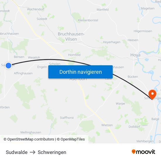 Sudwalde to Schweringen map