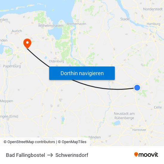 Bad Fallingbostel to Schwerinsdorf map