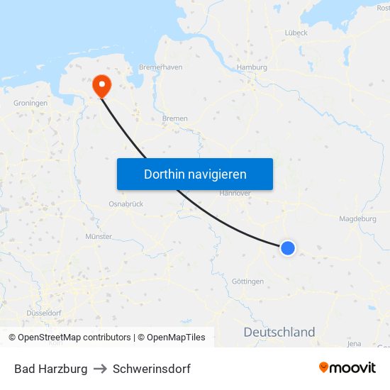 Bad Harzburg to Schwerinsdorf map