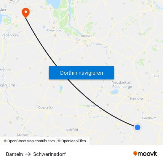 Banteln to Schwerinsdorf map