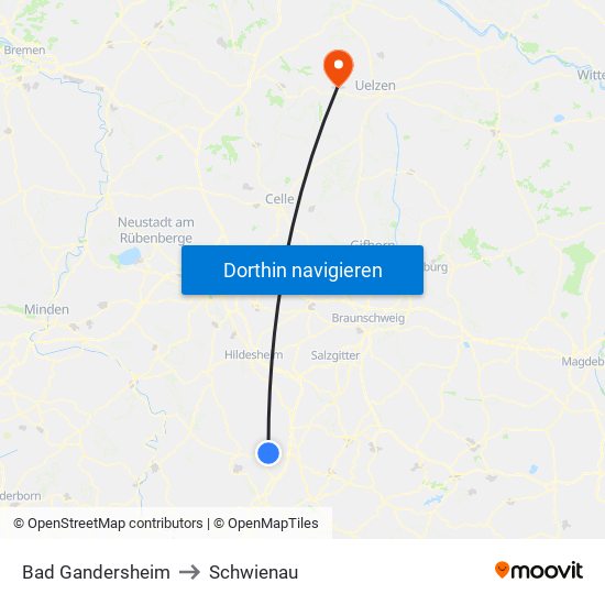Bad Gandersheim to Schwienau map