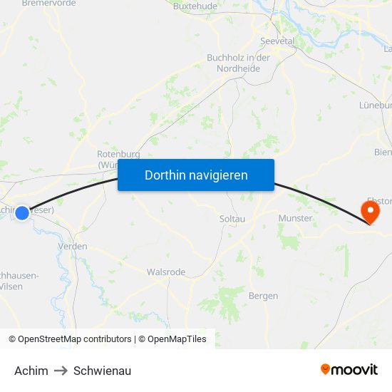 Achim to Schwienau map