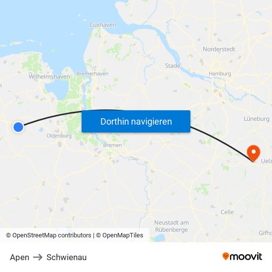 Apen to Schwienau map