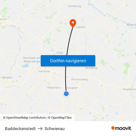 Baddeckenstedt to Schwienau map