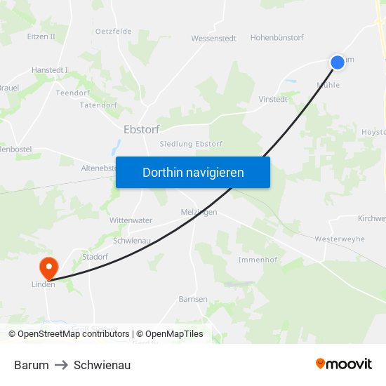 Barum to Schwienau map