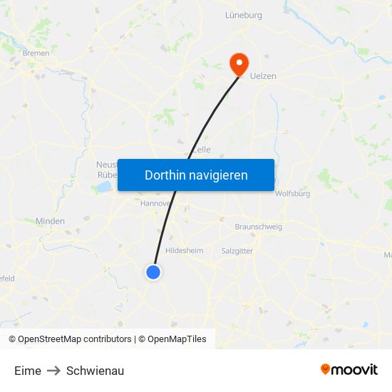 Eime to Schwienau map