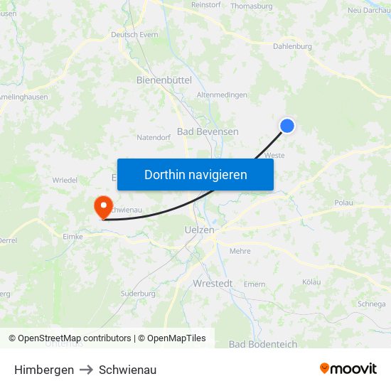 Himbergen to Schwienau map