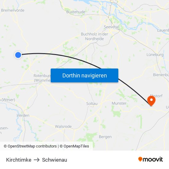 Kirchtimke to Schwienau map