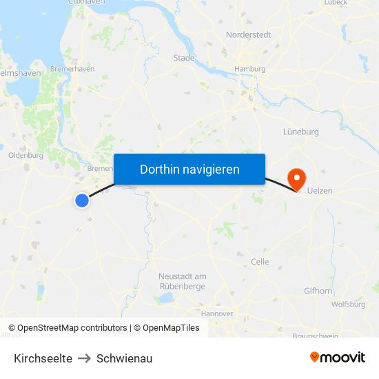 Kirchseelte to Schwienau map