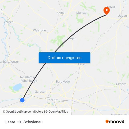 Haste to Schwienau map