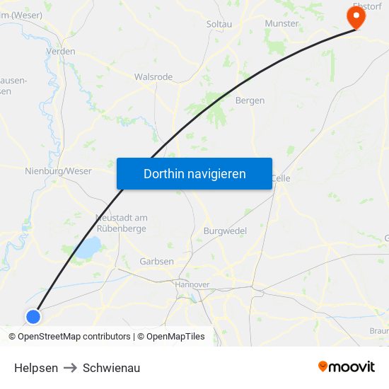 Helpsen to Schwienau map