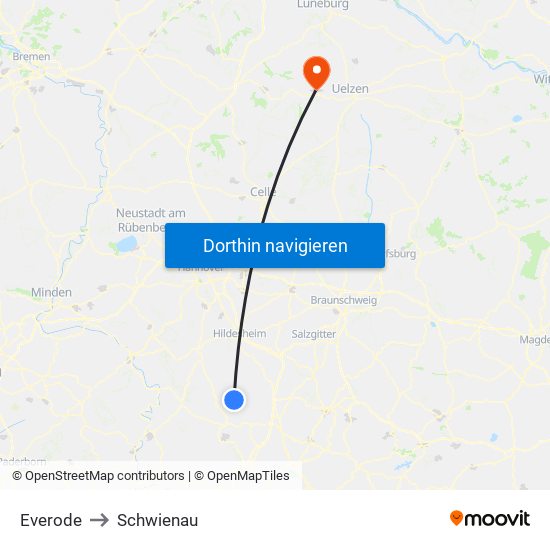 Everode to Schwienau map