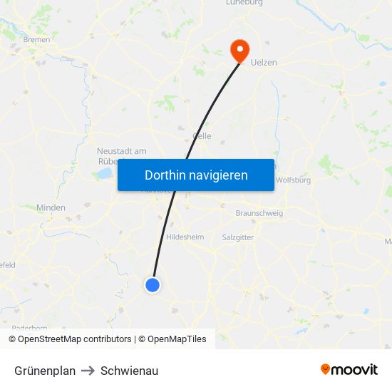 Grünenplan to Schwienau map