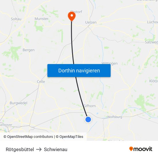 Rötgesbüttel to Schwienau map