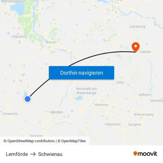 Lemförde to Schwienau map