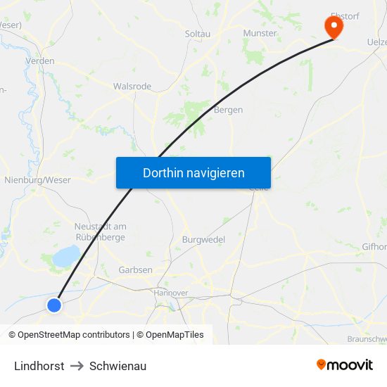 Lindhorst to Schwienau map