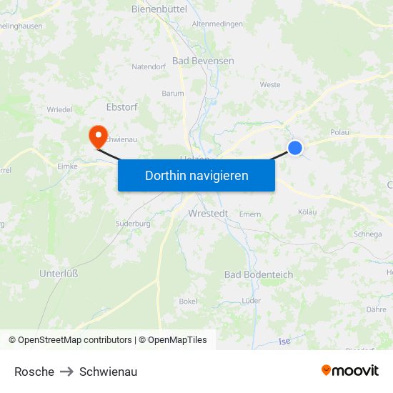 Rosche to Schwienau map