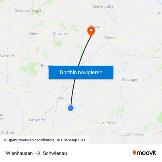 Wienhausen to Schwienau map