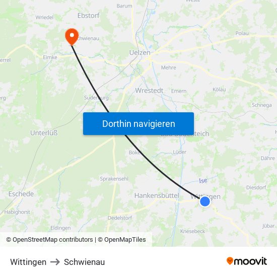 Wittingen to Schwienau map