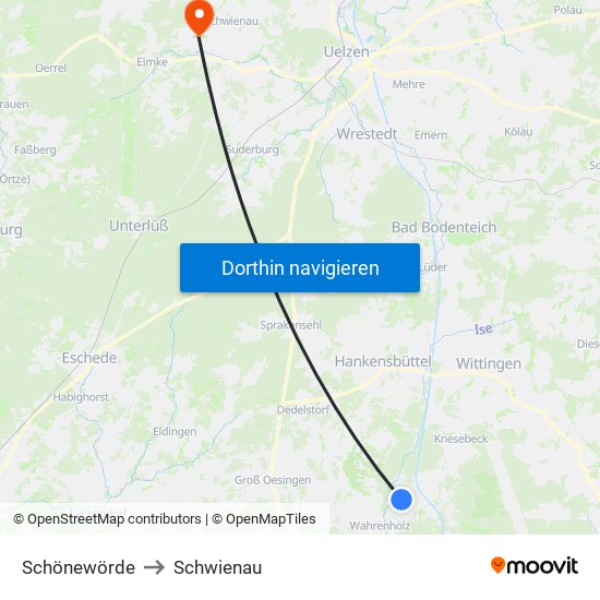 Schönewörde to Schwienau map