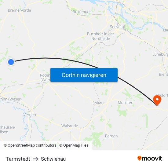 Tarmstedt to Schwienau map