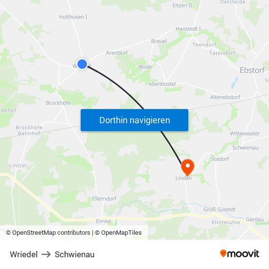 Wriedel to Schwienau map