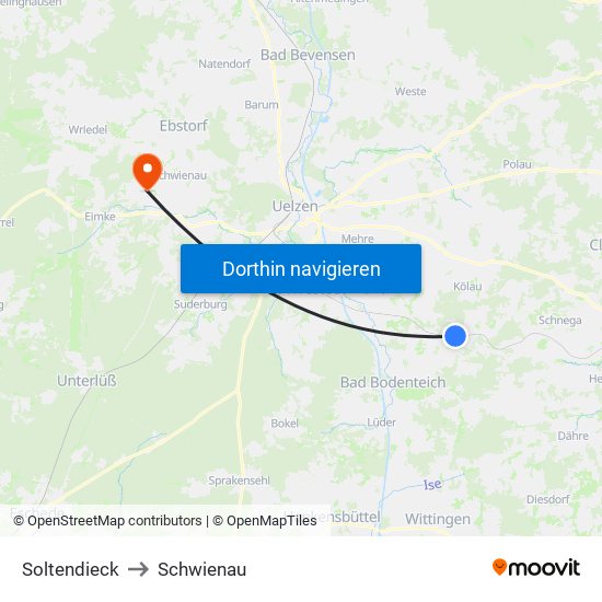 Soltendieck to Schwienau map