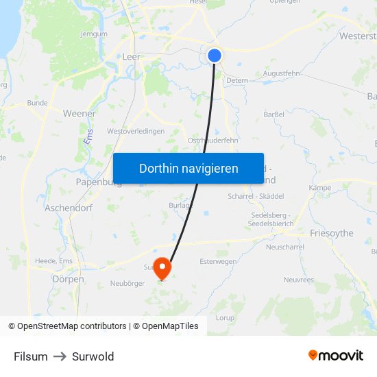 Filsum to Surwold map