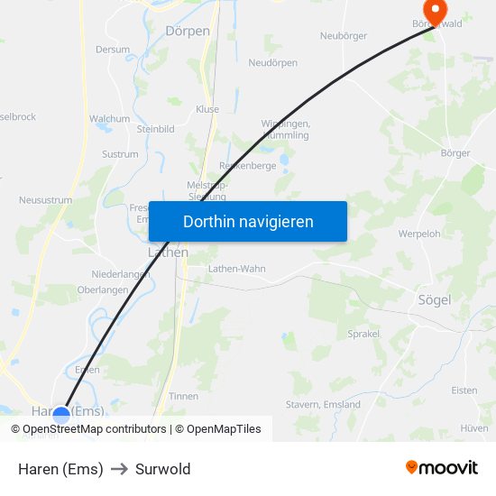 Haren (Ems) to Surwold map