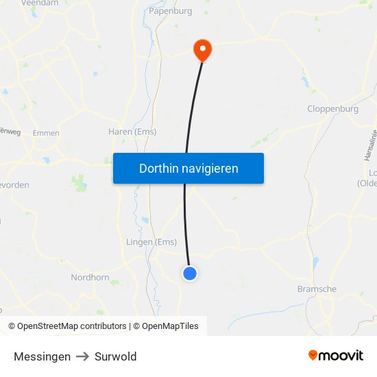 Messingen to Surwold map