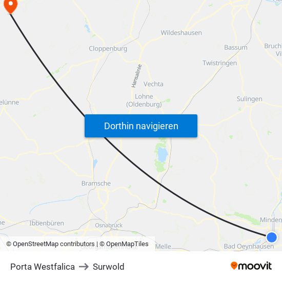 Porta Westfalica to Surwold map