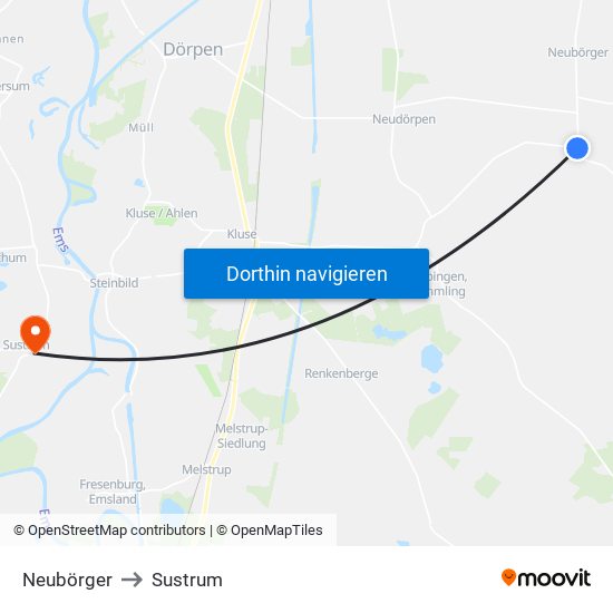 Neubörger to Sustrum map