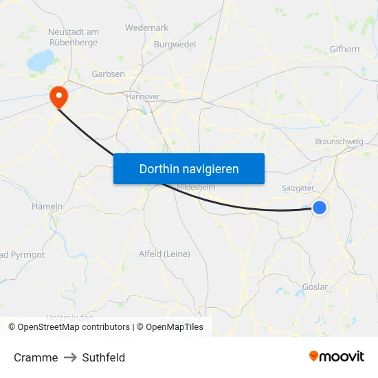 Cramme to Suthfeld map