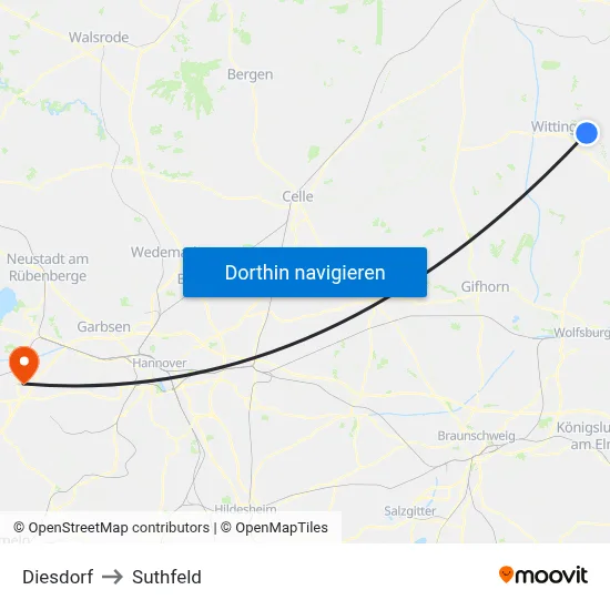 Diesdorf to Suthfeld map