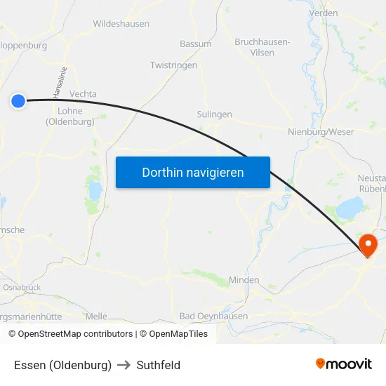 Essen (Oldenburg) to Suthfeld map