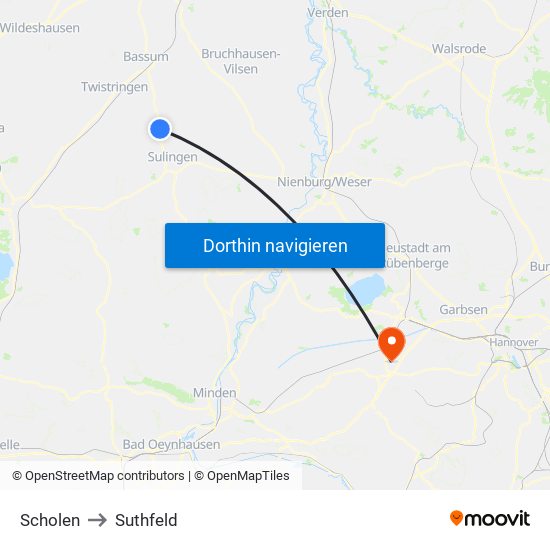 Scholen to Suthfeld map