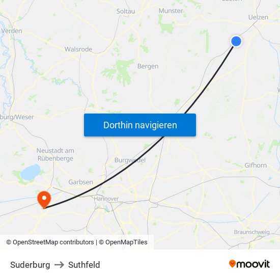Suderburg to Suthfeld map