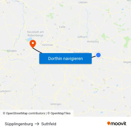 Süpplingenburg to Suthfeld map