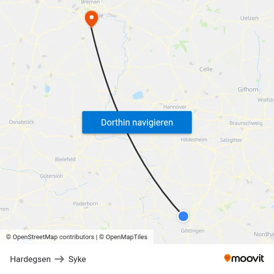 Hardegsen to Syke map